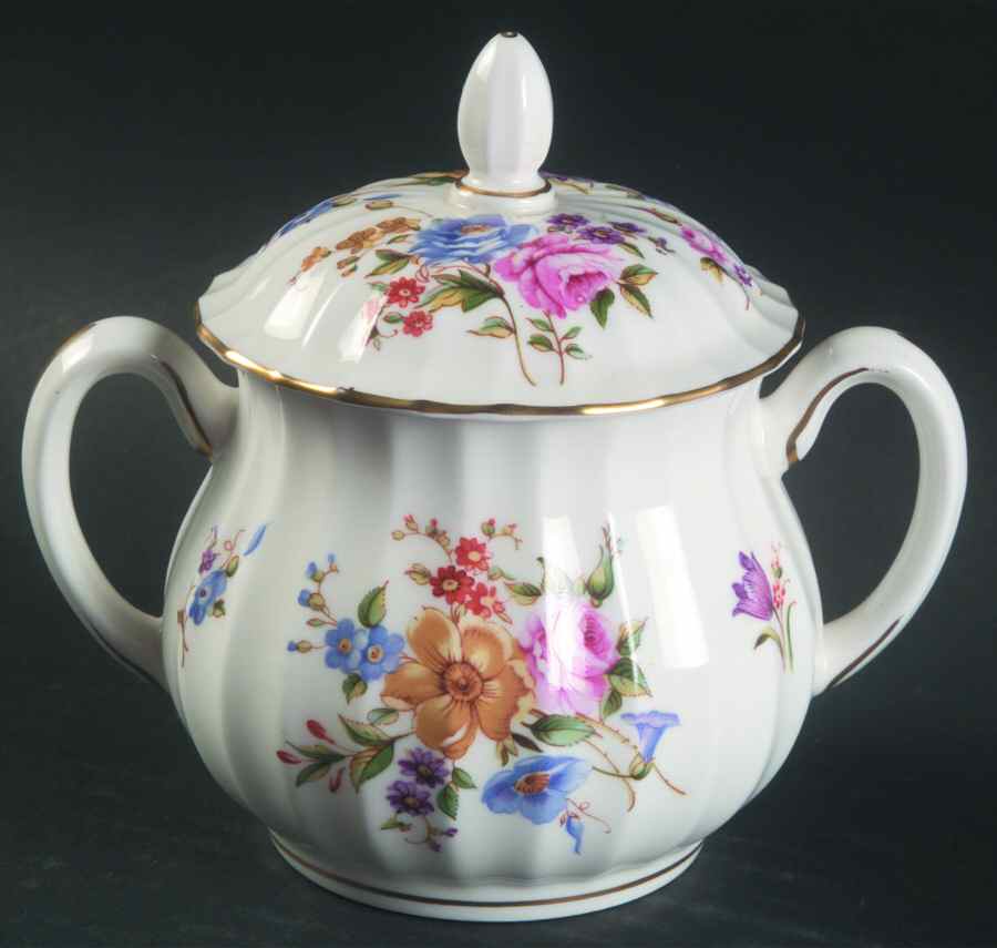 Roanoke White Sugar Bowl & Lid by Royal Worcester-1