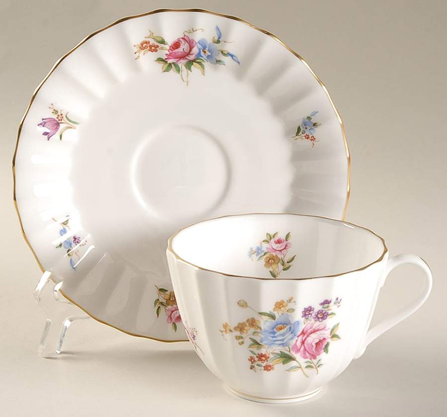 Roanoke White Flat Cup & Saucer Set by Royal Worcester-1