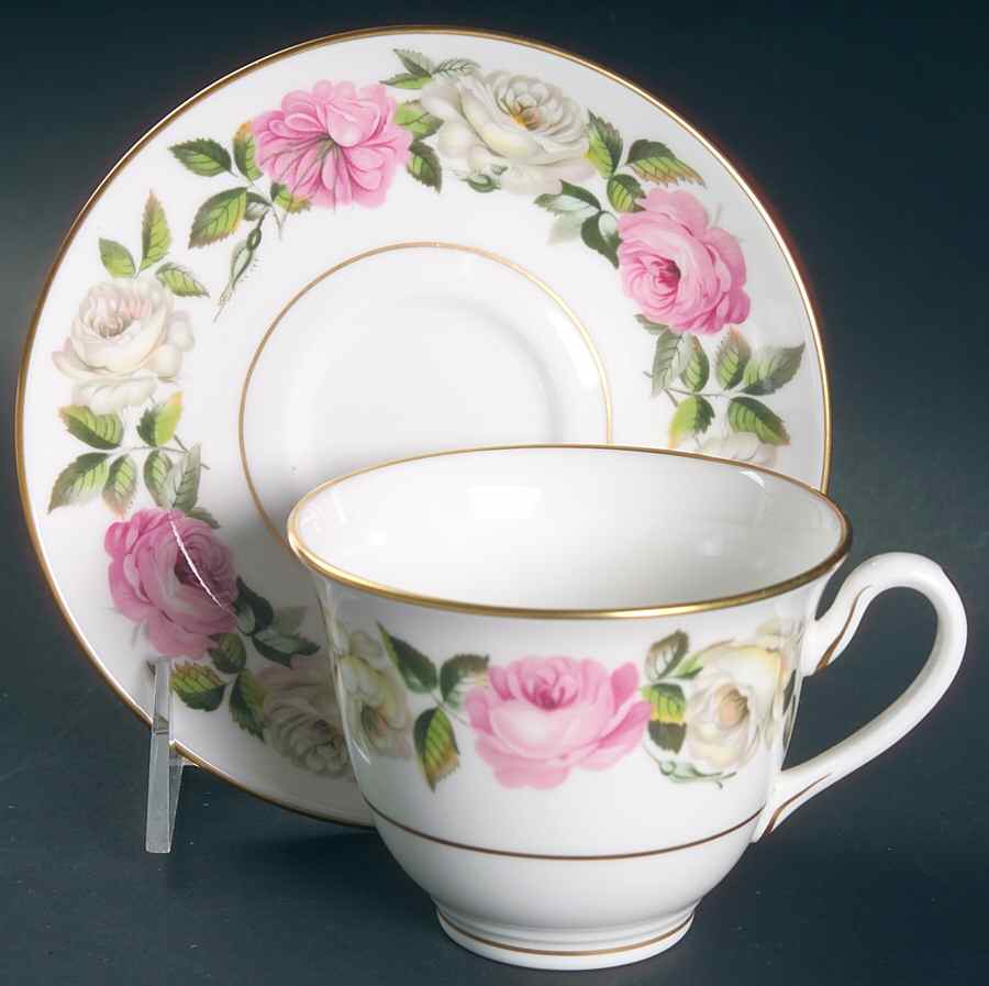 Royal Garden (Solid Inner Rings) Footed Cup & Saucer Set by Royal Worcester-1