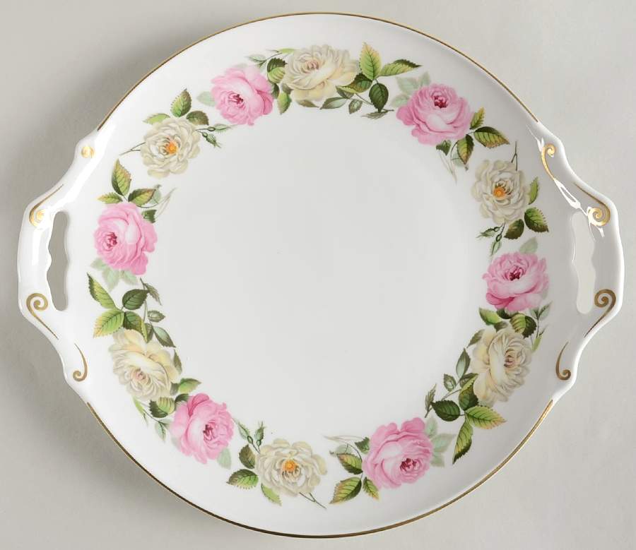 Royal Garden (Solid Inner Rings) Handled Cake Plate by Royal Worcester-1
