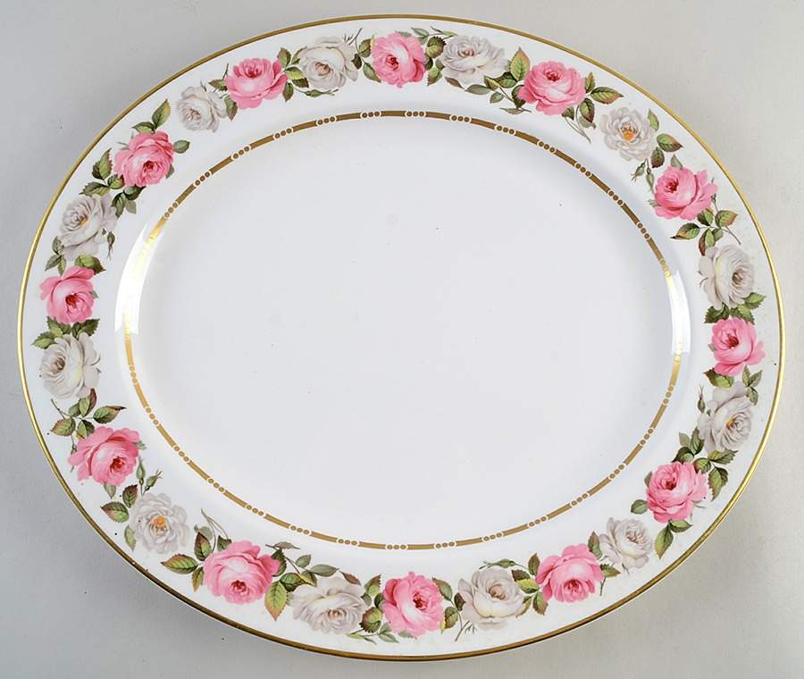 Royal Garden (Dotted Inner Ring) 17" Oval Serving Platter by Royal Worcester-1