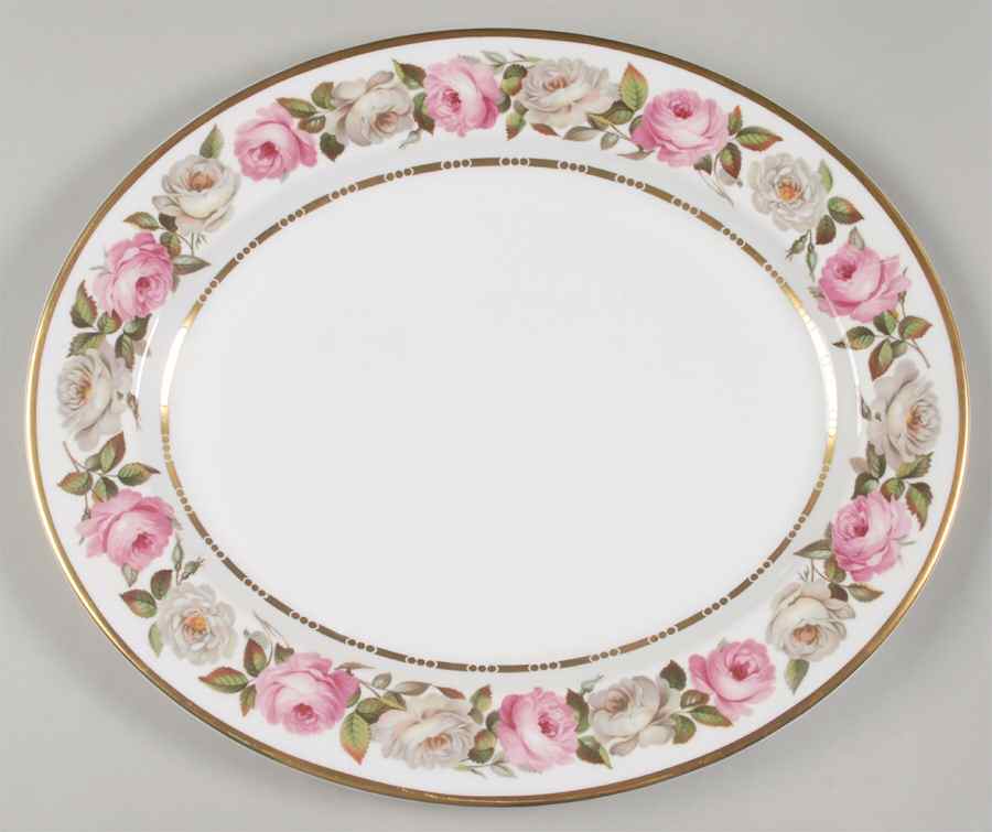 Royal Garden (Dotted Inner Ring) 15" Oval Serving Platter by Royal Worcester-1