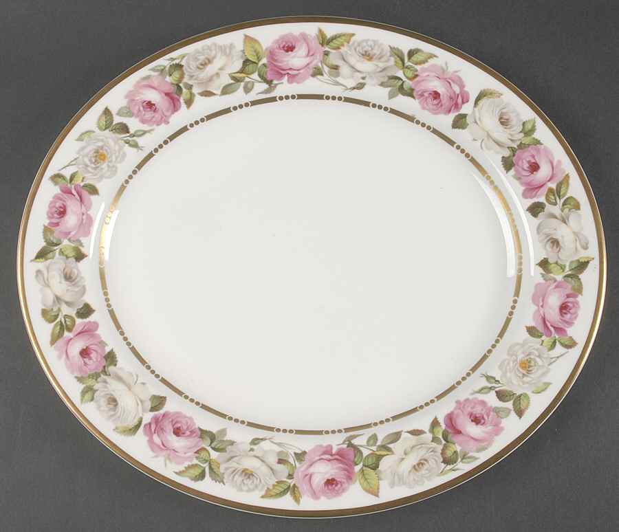 Royal Garden (Dotted Inner Ring) 13" Oval Serving Platter by Royal Worcester-1