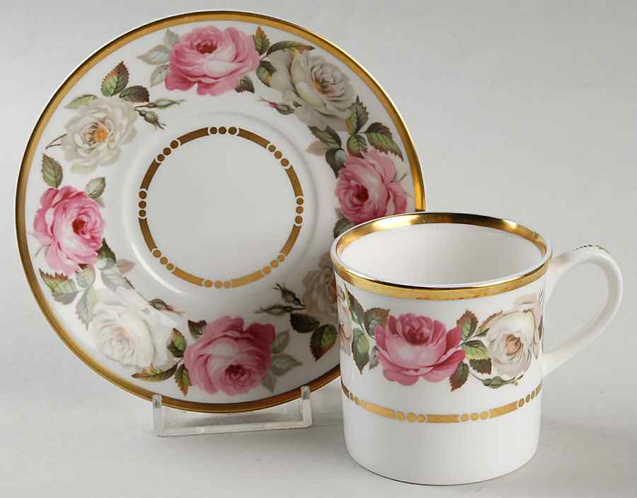 Royal Garden (Dotted Inner Ring) Flat Demitasse Cup & Saucer Set by Royal Worcester-1