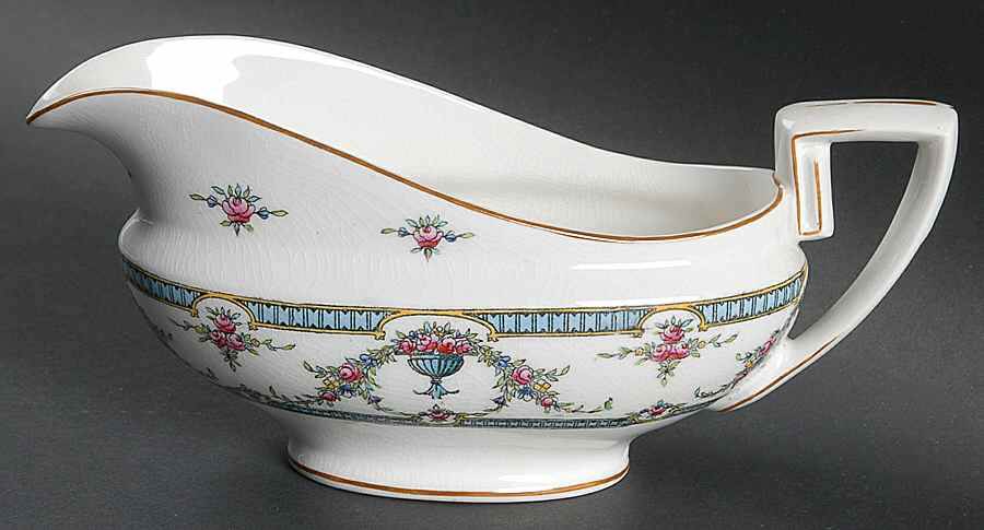 Rosemary Light Blue Black Gravy Boat by Royal Worcester-1