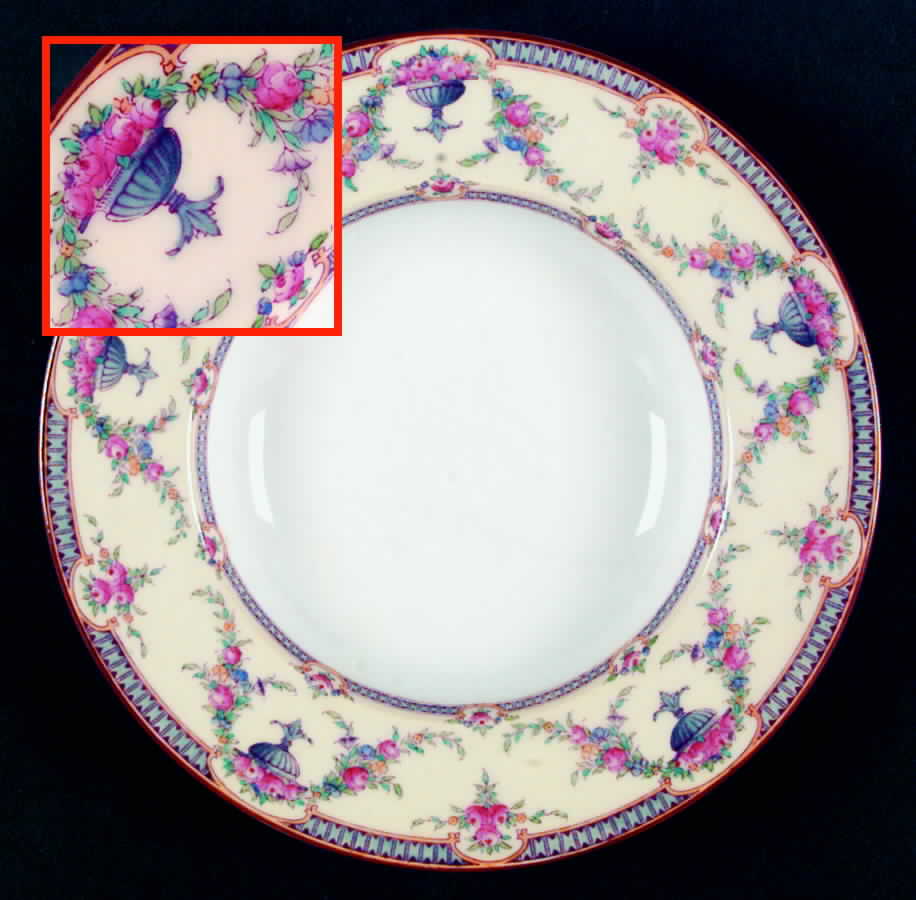 Rosemary Sky Blue Cream Large Rim Soup Bowl by Royal Worcester-1
