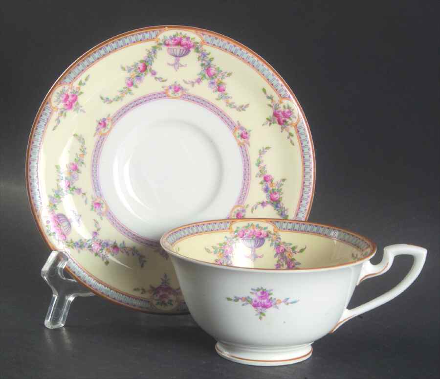 Rosemary Sky Blue Cream Footed Cup & Saucer Set by Royal Worcester-1