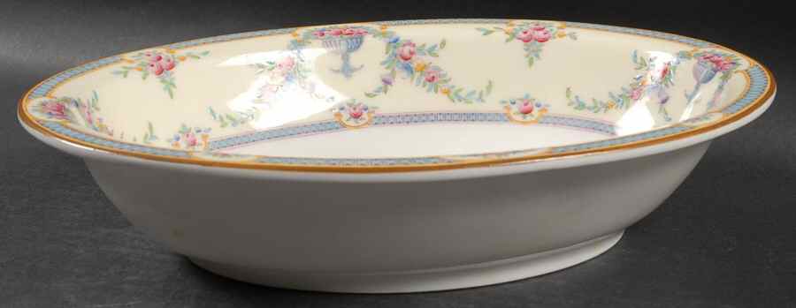 Rosemary Sky Blue Cream 10" Oval Vegetable Bowl by Royal Worcester-1