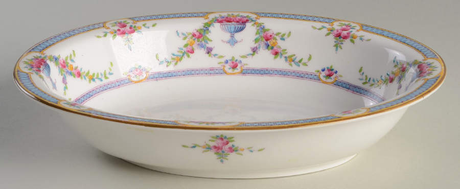 Rosemary Sky Blue White 9" Oval Vegetable Bowl by Royal Worcester-1