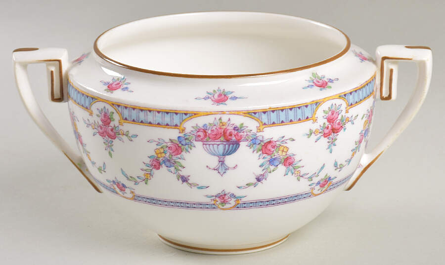 Rosemary Sky Blue White Sugar Bowl No Lid by Royal Worcester-1