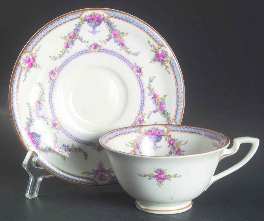 Rosemary Sky Blue White Footed Cup & Saucer Set by Royal Worcester-1