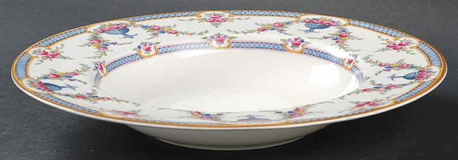 Rosemary Sky Blue White Large Rim Soup Bowl by Royal Worcester-1