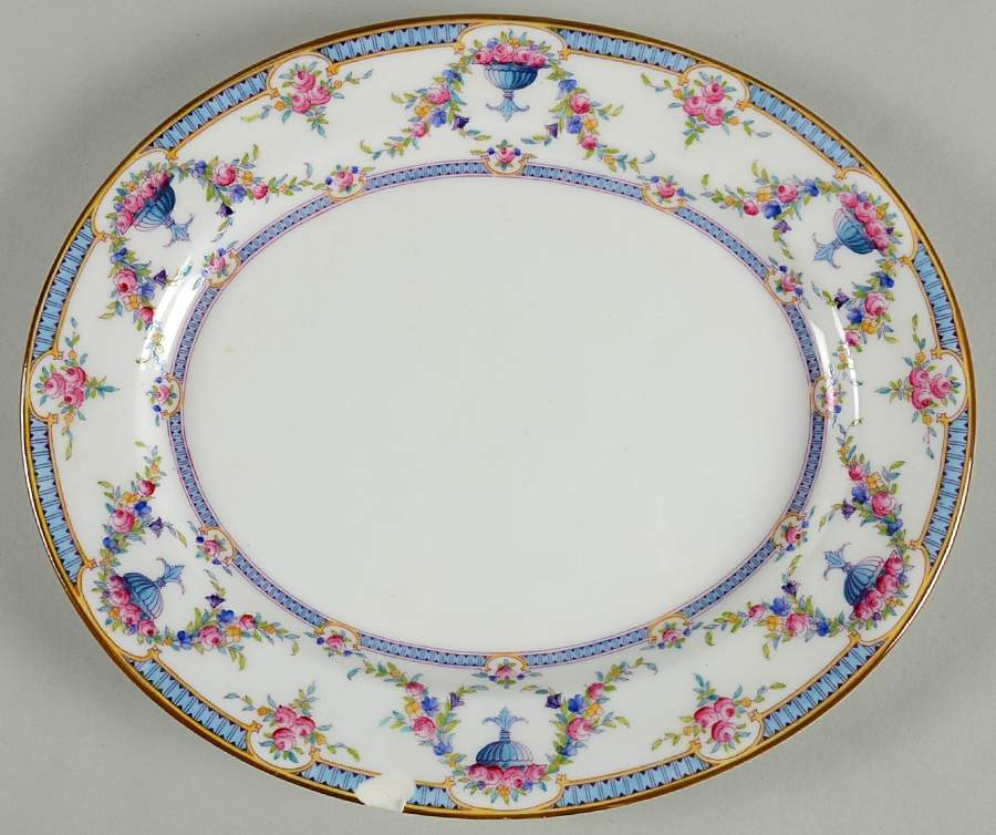 Rosemary Sky Blue White 11" Oval Serving Platter by Royal Worcester-1