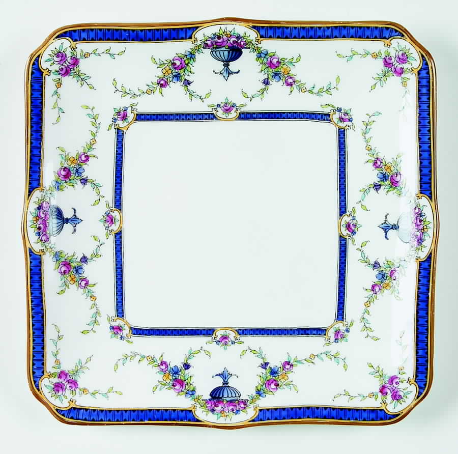 Rosemary Dark Blue White Square Cake Plate by Royal Worcester-1