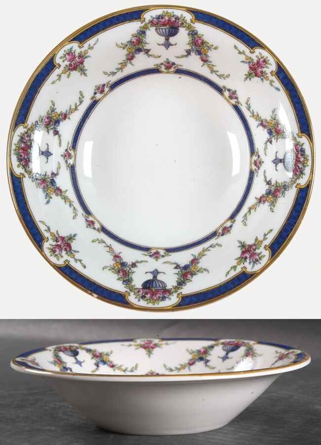 Rosemary Dark Blue White Coupe Cereal Bowl by Royal Worcester-1