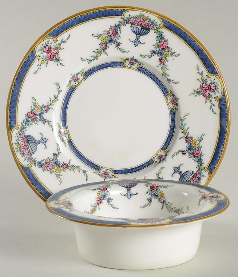 Rosemary Dark Blue White Ramekin & Saucer Set by Royal Worcester-1