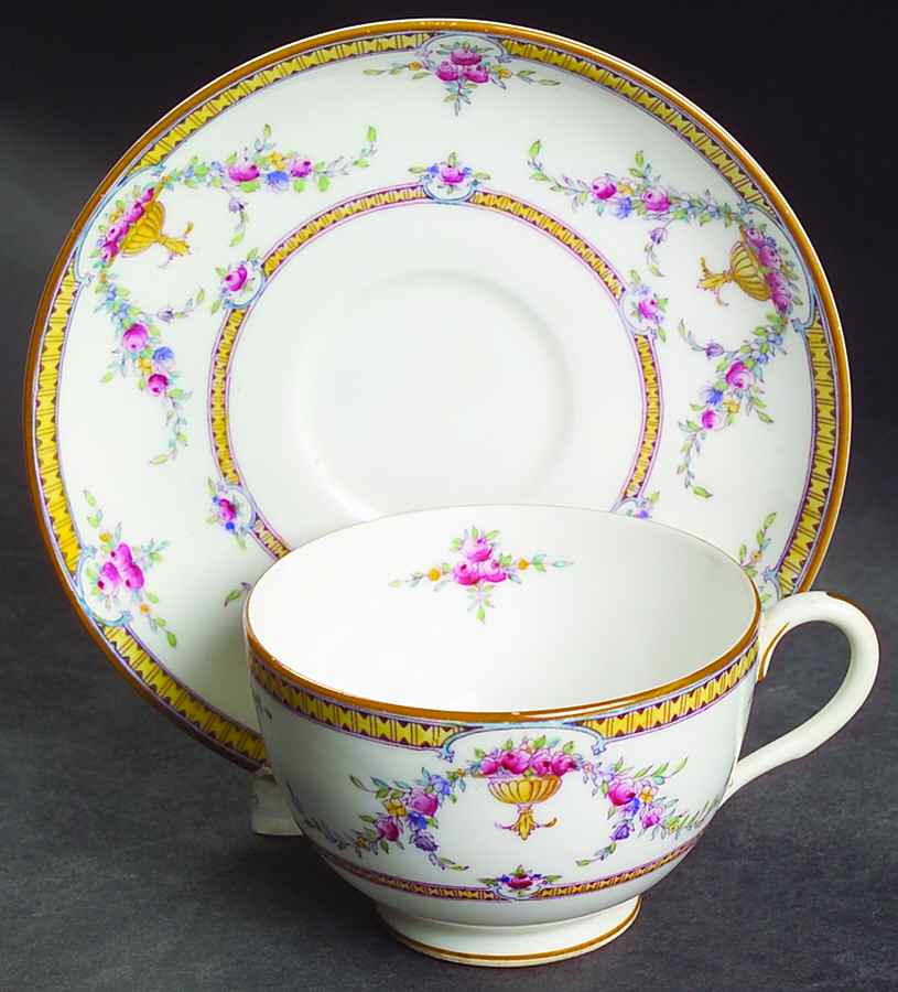 Rosemary Yellow On White Footed Cup & Saucer Set by Royal Worcester-1