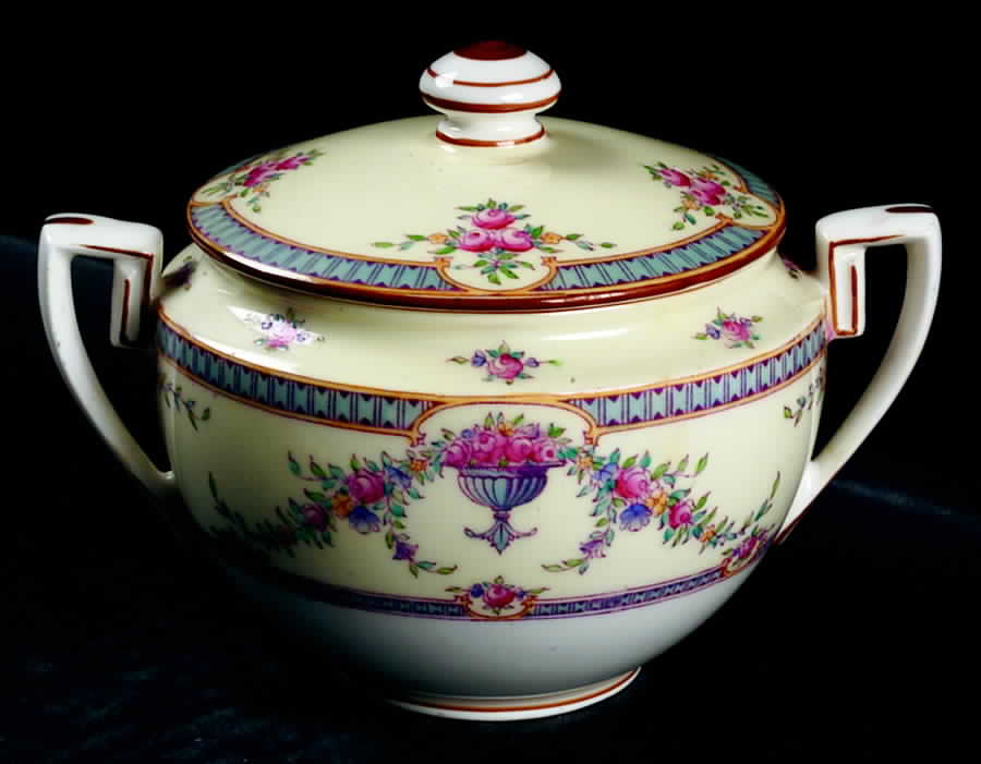 Rosemary Yellow Blue Sugar Bowl & Lid by Royal Worcester-1