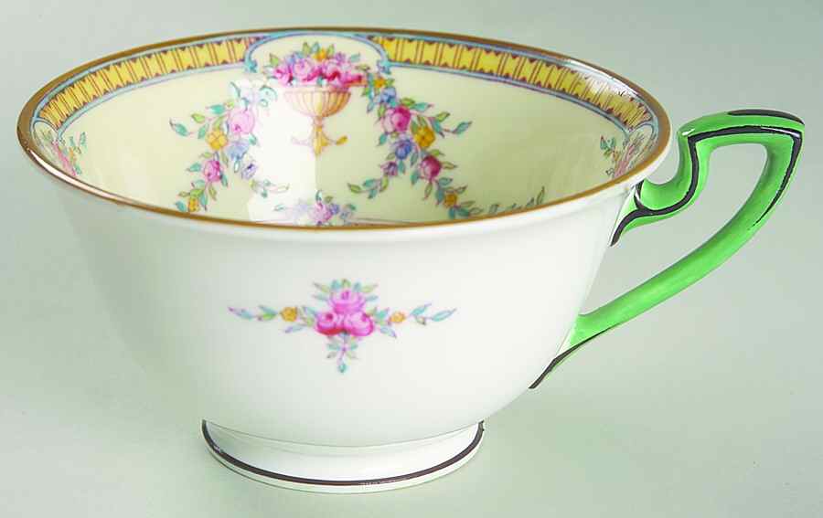 Rosemary Yellow Green Band Footed Cup by Royal Worcester-1