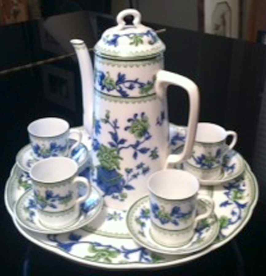 W8464-Green & Blue Coffee Pot & Lid by Royal Worcester-1