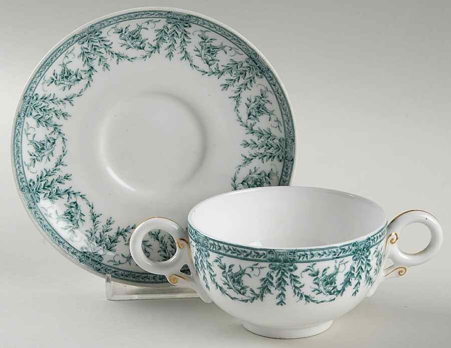 RW8 (Smooth) Footed Bouillon Cup & Saucer by Royal Worcester-1