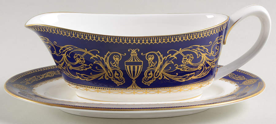 Sandringham Cobalt Blue Gravy Boat & Underplate by Royal Worcester-1