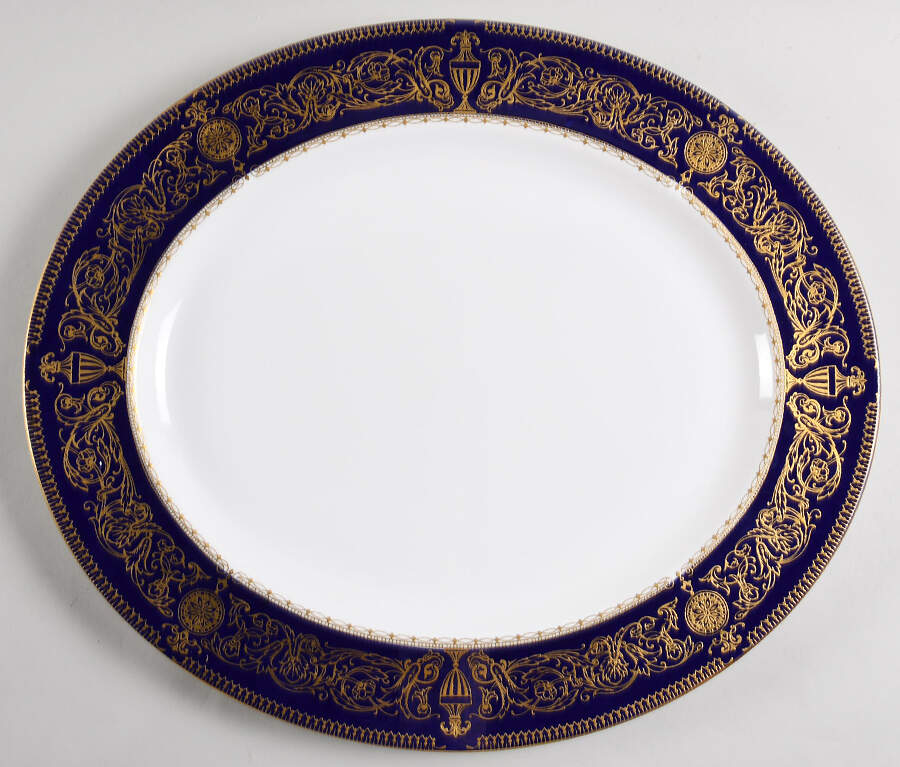 Sandringham Cobalt Blue 17" Oval Serving Platter by Royal Worcester-1