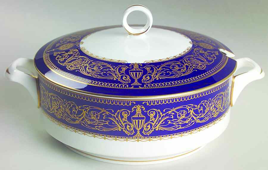 Sandringham Cobalt Blue Round Covered Vegetable by Royal Worcester-1