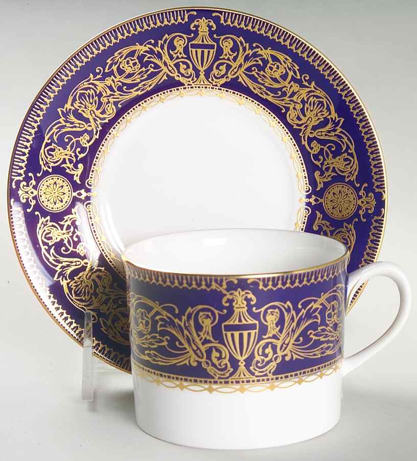 Sandringham Cobalt Blue Flat Cup & Saucer Set by Royal Worcester-1
