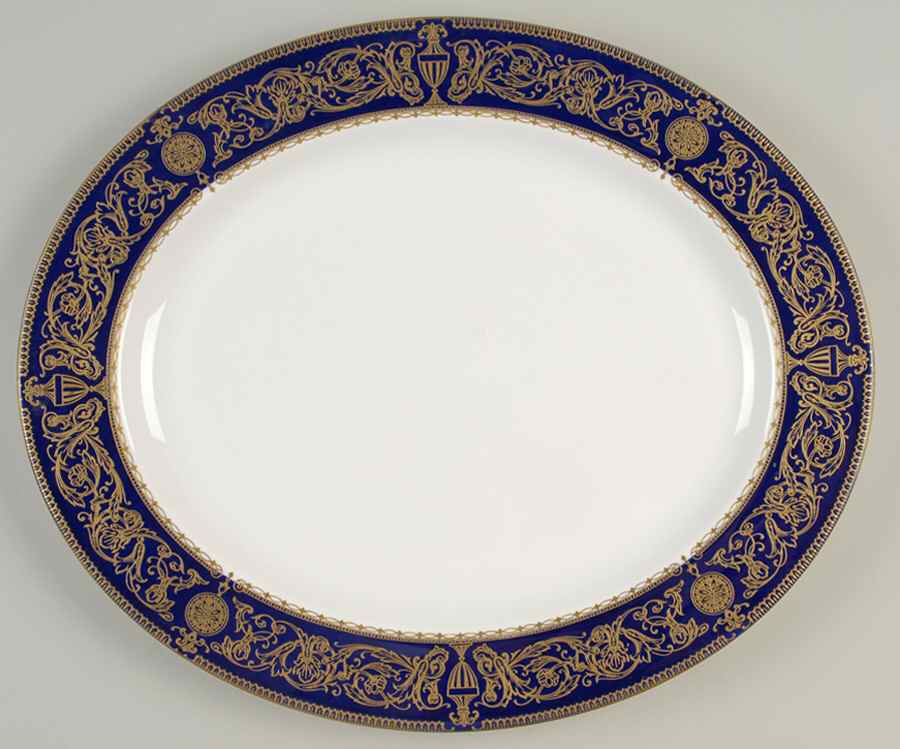 Sandringham Cobalt Blue 15" Oval Serving Platter by Royal Worcester-1