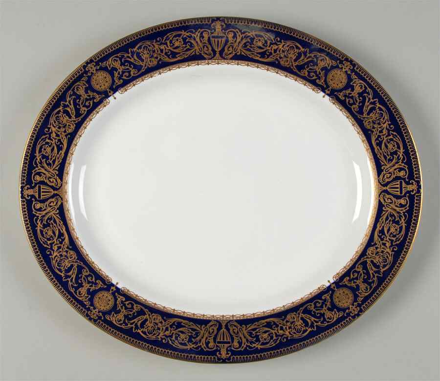 Sandringham Cobalt Blue 13" Oval Serving Platter by Royal Worcester-1