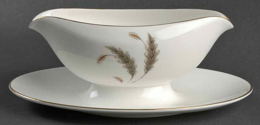September Gravy Boat with Attached Underplate by Royal Worcester-1