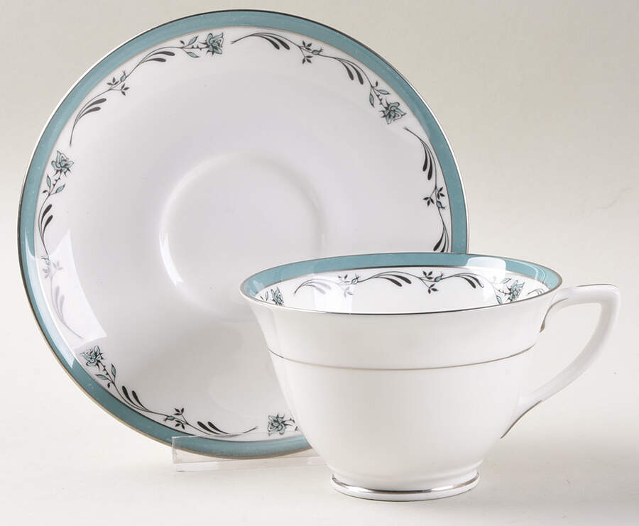 Sea Rose Footed Cup & Saucer Set by Royal Worcester-1