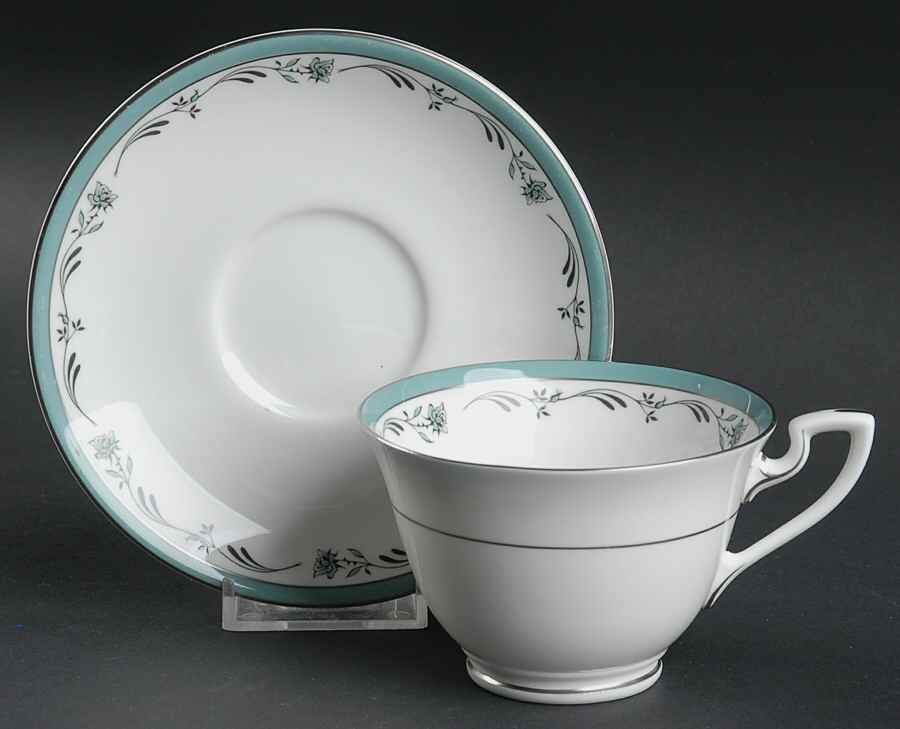 Sea Rose Footed Cup & Saucer Set by Royal Worcester-1