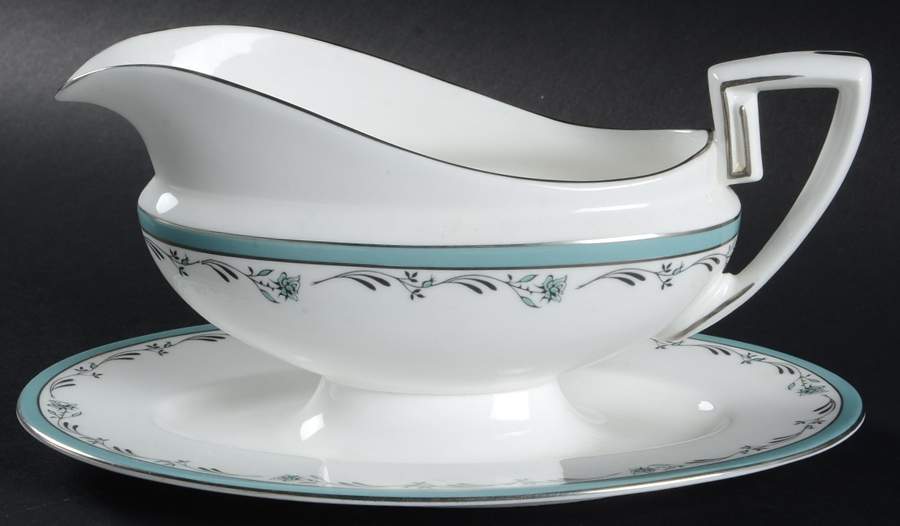 Sea Rose Gravy Boat with Attached Underplate by Royal Worcester-1