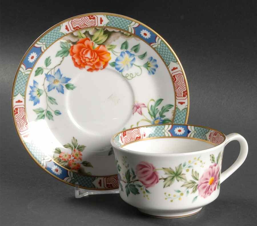 Shantung Flat Cup & Saucer Set by Royal Worcester-1