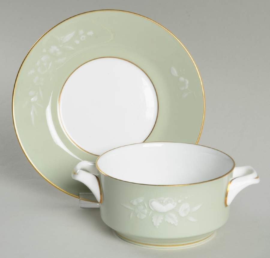 Sheraton Flat Cream Soup Bowl & Saucer Set by Royal Worcester-1