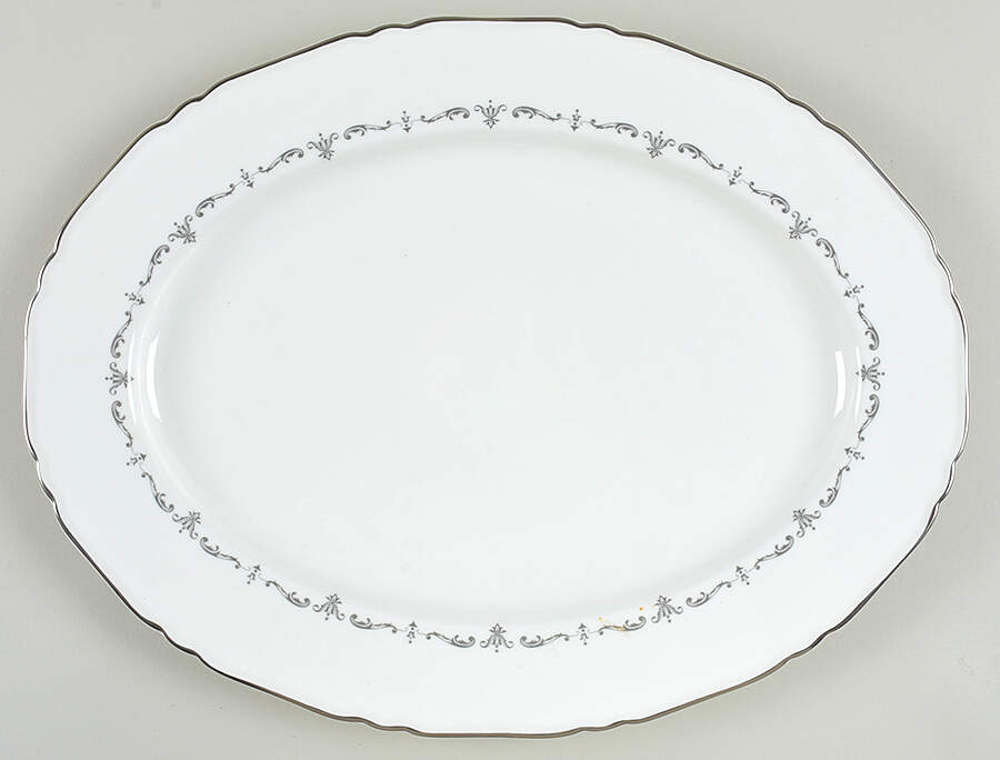 Silver Chantilly 16" Oval Serving Platter by Royal Worcester-1