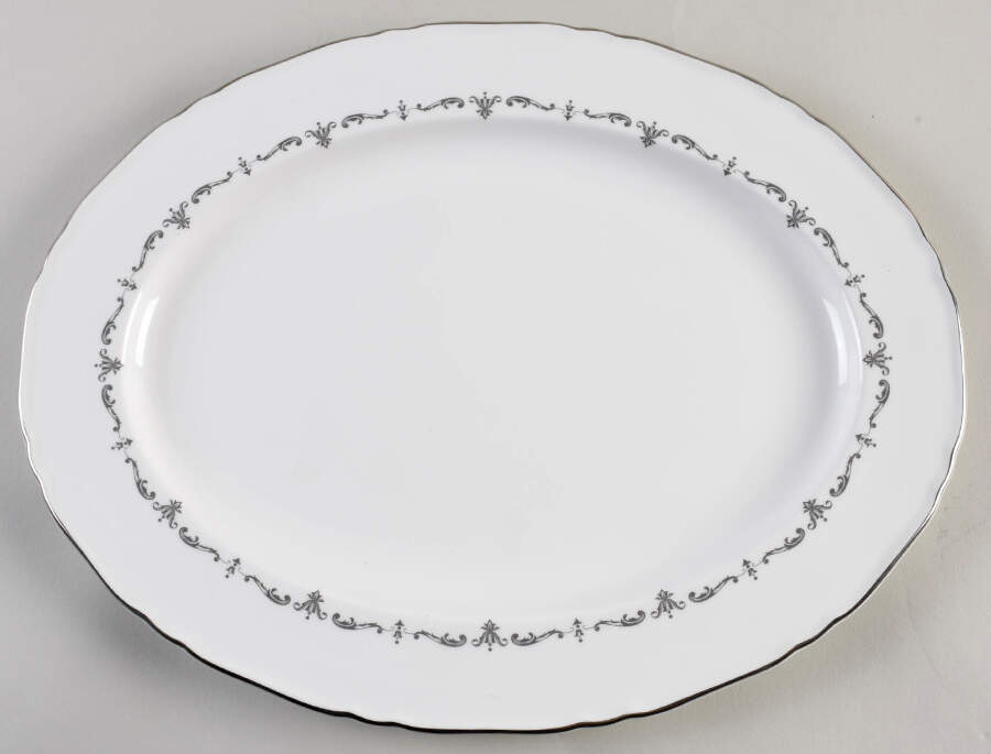 Silver Chantilly 15" Oval Serving Platter by Royal Worcester-1