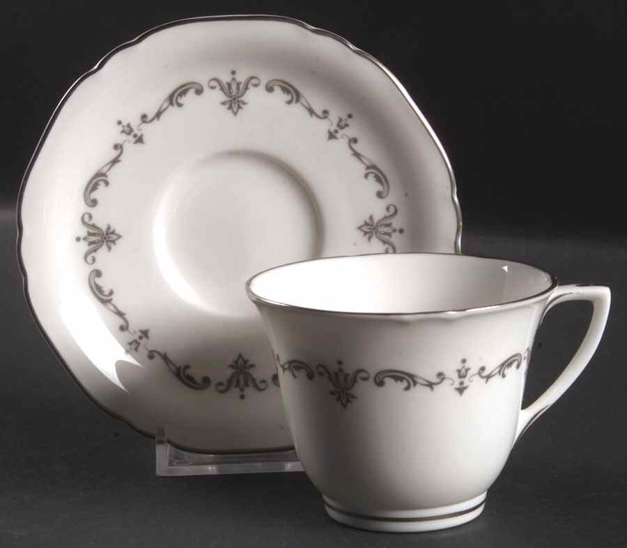 Silver Chantilly Footed Demitasse Cup & Saucer Set by Royal Worcester-1