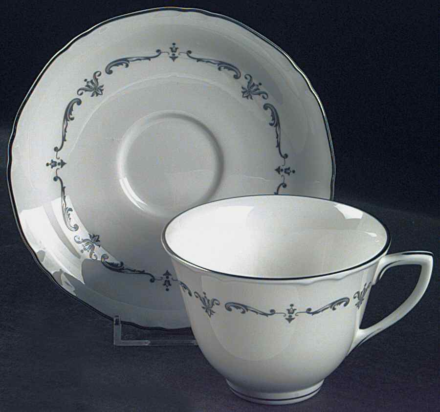 Silver Chantilly Footed Cup & Saucer Set by Royal Worcester-1