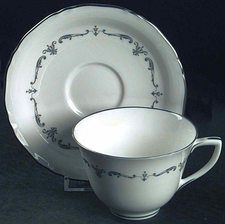 Silver Chantilly Footed Cup & Saucer Set by Royal Worcester-1