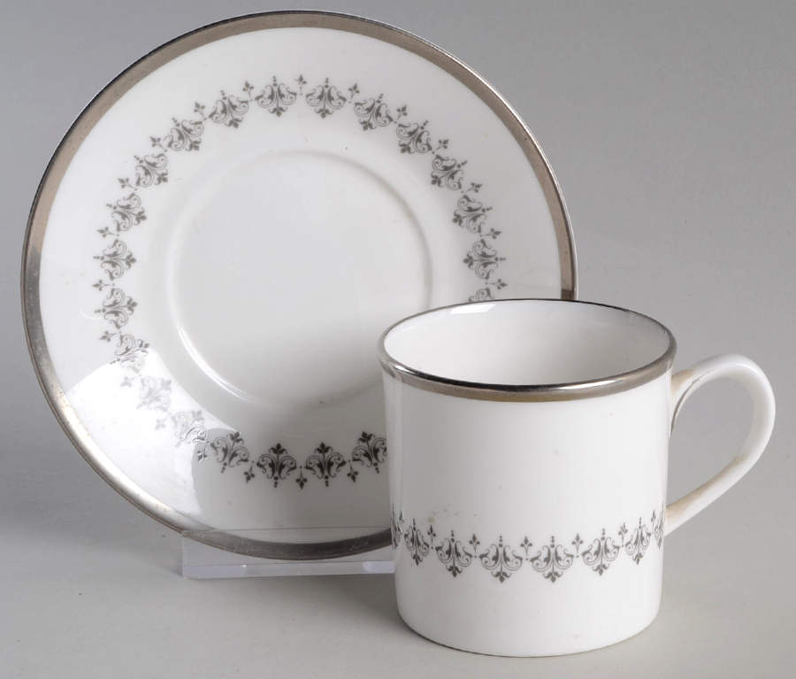 Silver Frost Flat Demitasse Cup & Saucer Set by Royal Worcester-1