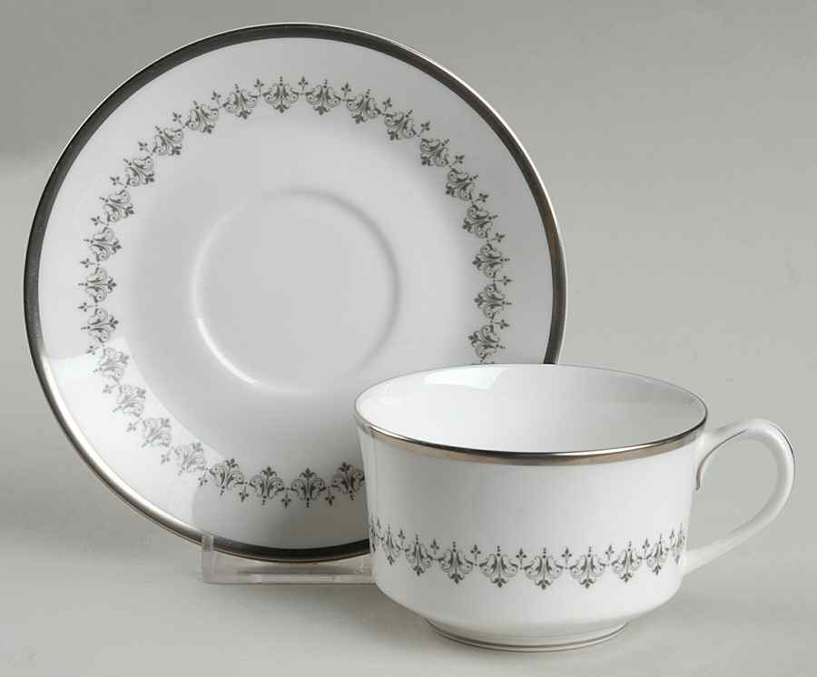 Silver Frost Flat Cup & Saucer Set by Royal Worcester-1