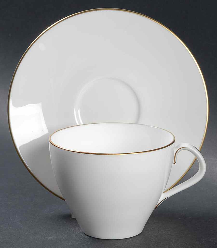 Snow (Z2699-1, Gold Trim) Flat Cup & Saucer Set by Royal Worcester-1