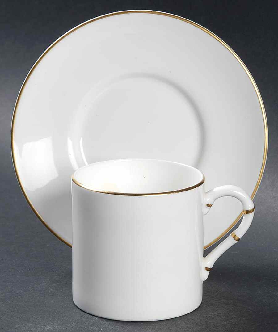 Snow (Z2699-1, Gold Trim) Flat Demitasse Cup & Saucer Set by Royal Worcester-1