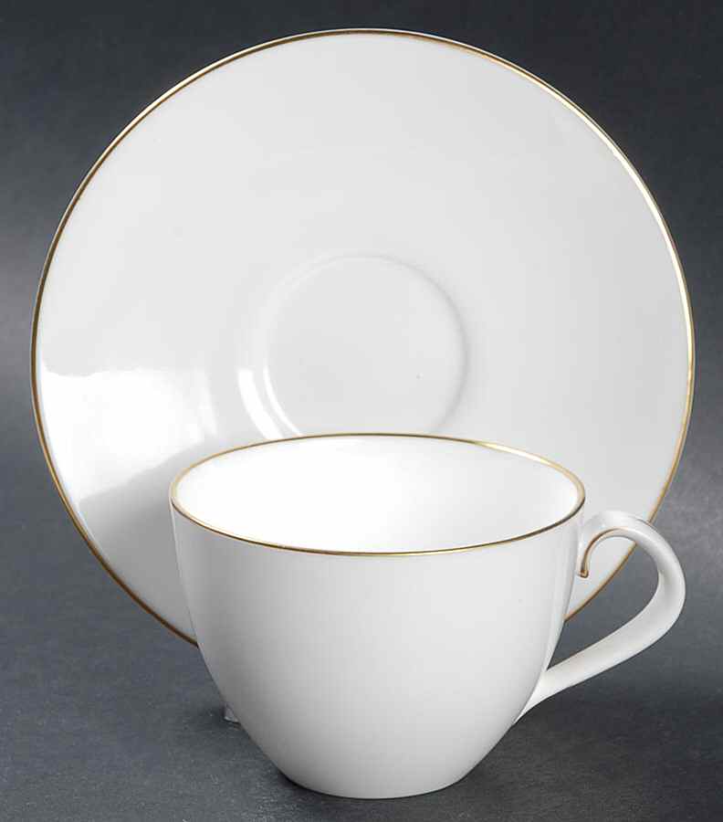 Snow (Z2699-1, Gold Trim) Flat Demitasse Cup & Saucer Set by Royal Worcester-1