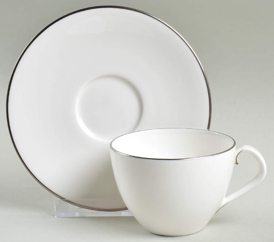 Snow (Z2699-2, Platinum Trim) Flat Demitasse Cup & Saucer Set by Royal Worcester-1
