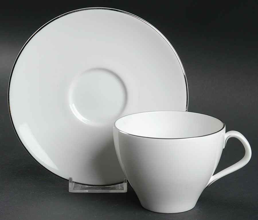 Snow (Z2699-2, Platinum Trim) Flat Cup & Saucer Set by Royal Worcester-1