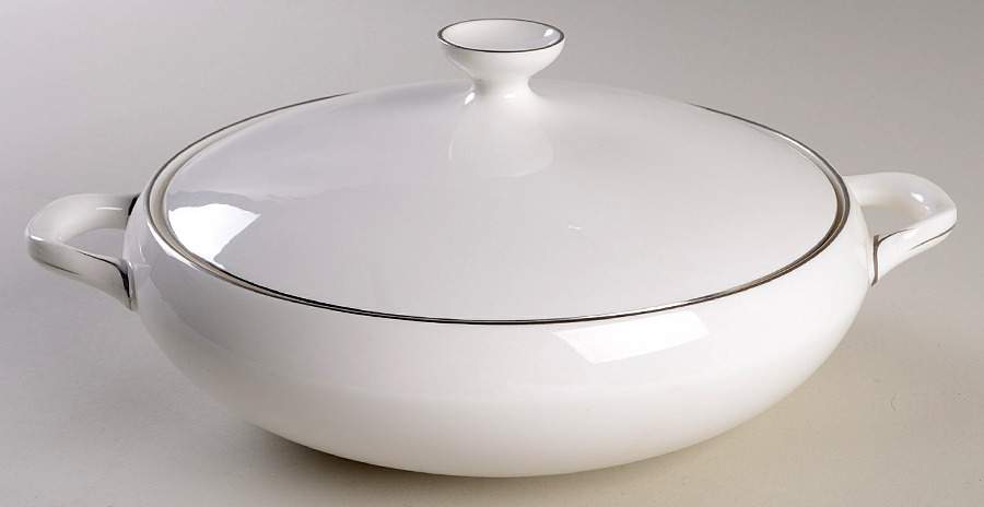 Snow (Z2699-2, Platinum Trim) Round Vegetable No Lid by Royal Worcester-1